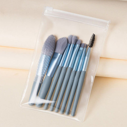 Mini set portabil 8 pensule de machiaj albastre, Flippy-1