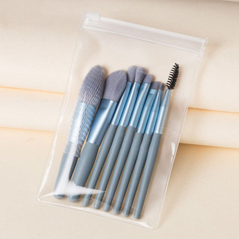 Mini set portabil 8 pensule de machiaj albastre, Flippy-1