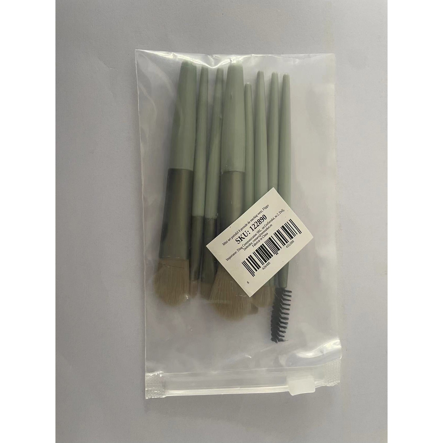 Mini set portabil 8 pensule de machiaj verzi, Flippy-3
