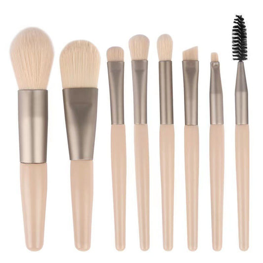 Mini set portabil 8 pensule de machiaj cu husa bej, Flippy-0