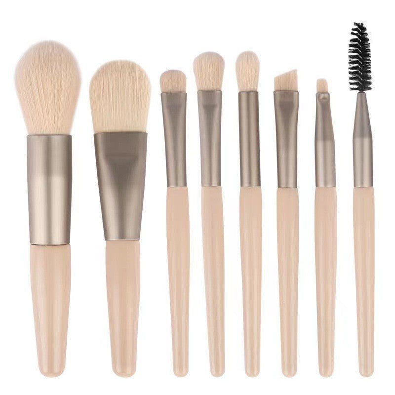 Mini set portabil 8 pensule de machiaj cu husa bej, Flippy-0