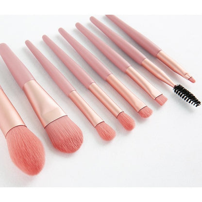 Mini set portabil 8 pensule de machiaj cu husa roz, Flippy-2