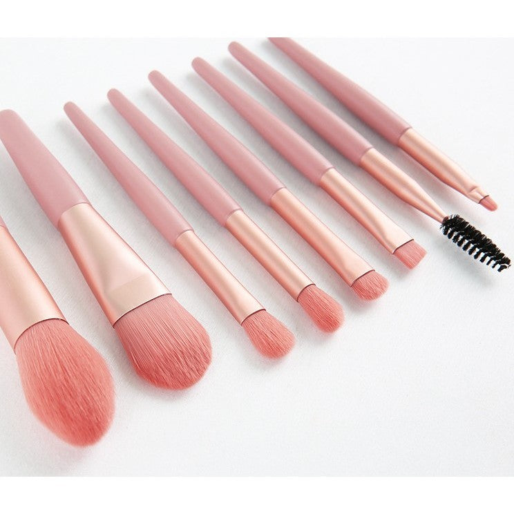 Mini set portabil 8 pensule de machiaj cu husa roz, Flippy-2