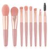 Mini set portabil 8 pensule de machiaj cu husa roz, Flippy-0