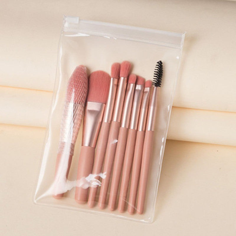Mini set portabil 8 pensule de machiaj Roz, Flippy-4