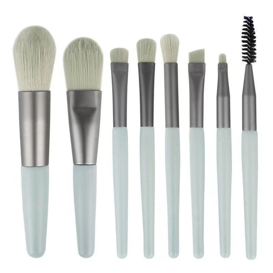 Mini set portabil 8 pensule de machiaj verzi, Flippy-0