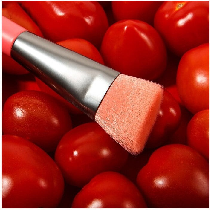 Mini Set Portabil 8 Pensule pentru Machiaj Flippy, Super Soft, Makeup Profesional/Incepatori, Maner Ergonomic, Gentuta Depozitare Inclusa, Portocaliu-1