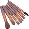 Mini Set Portabil 8 Pensule pentru Machiaj Flippy, Super Soft, Makeup Profesional/Incepatori, Maner Ergonomic, Gentuta Depozitare Inclusa, Maro-0