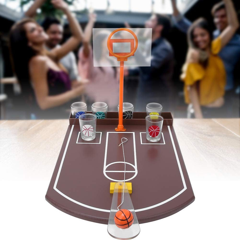 Joc de baut tip baschet Flippy, arunca mingea si accepta provocarea, pahare de shot din sticla, 30 x 22.5 x 24 cm, multicolor-4