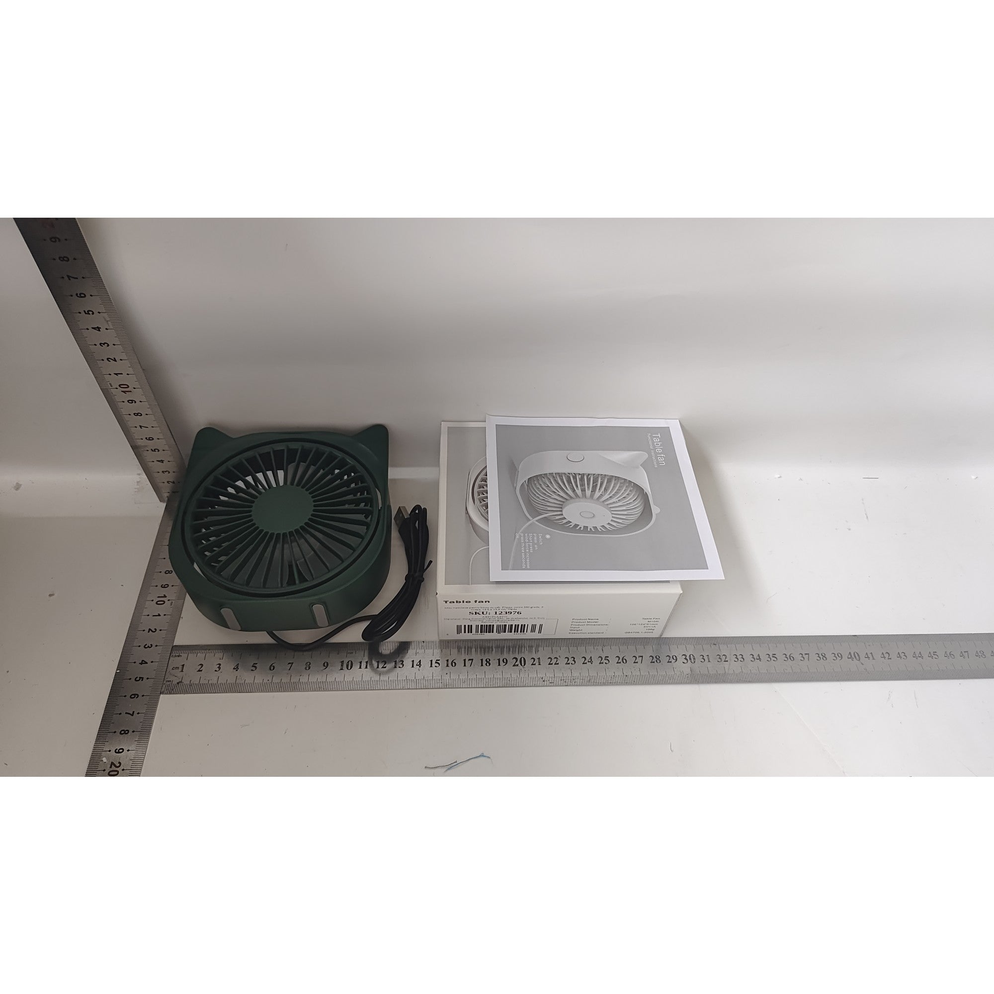 Mini ventilator pentru birou cu usb, Flippy, rotire 360 grade, 3 viteze, 13.5 x 12,8 cm, Verde-3