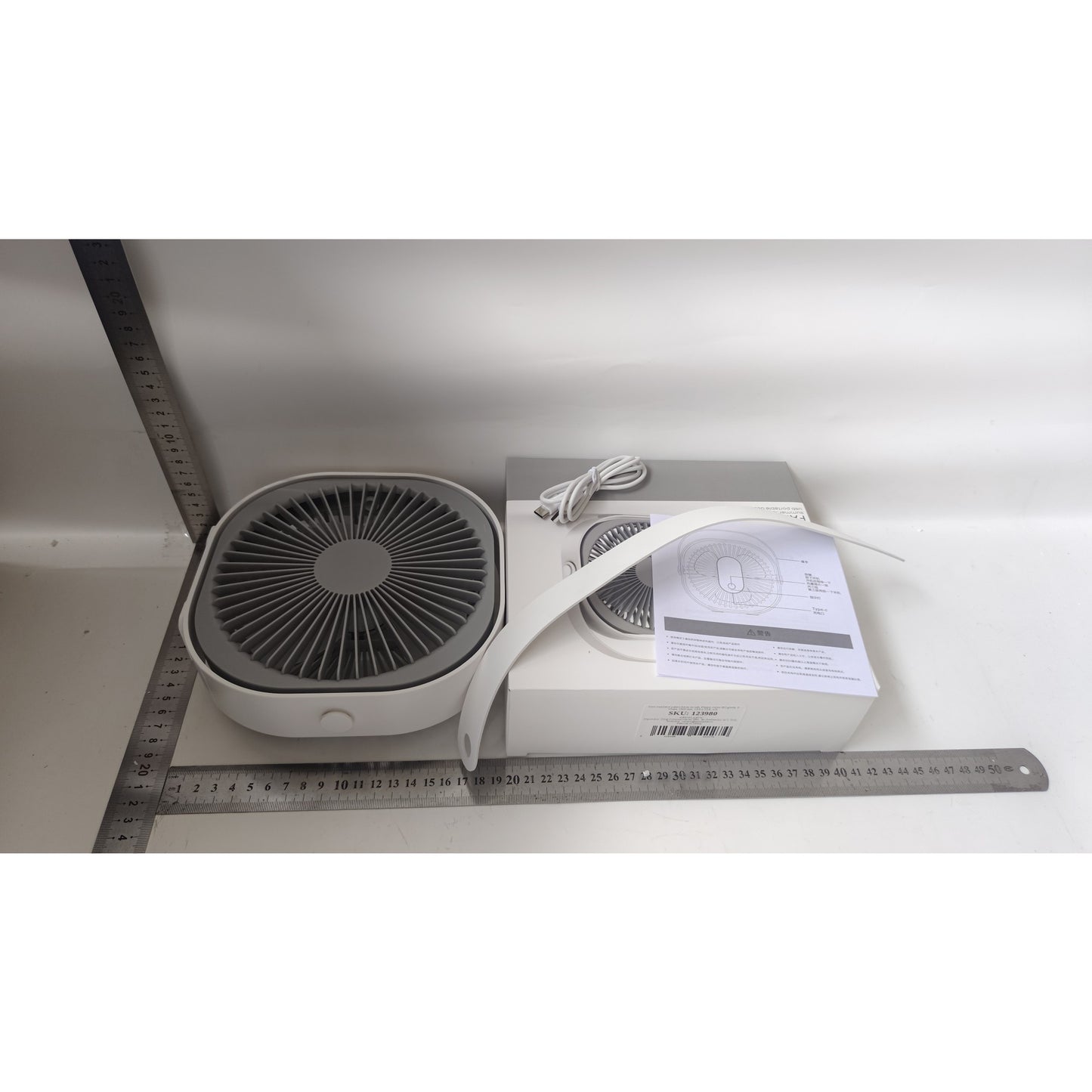 Mini ventilator pentru birou cu usb, Flippy, rotire 360 grade, 3 viteze, 1500 mA, 13.5 x 12,8, Alb-7