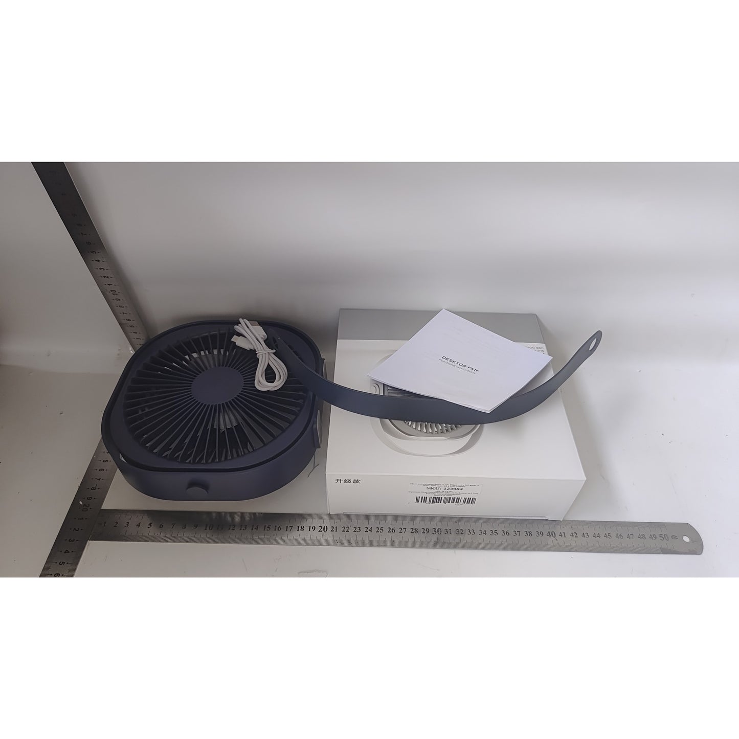 Mini ventilator pentru birou cu usb, Flippy, rotire 360 grade, 3 viteze, 4000 mA, 13.5 x 12,8, Albastru-3