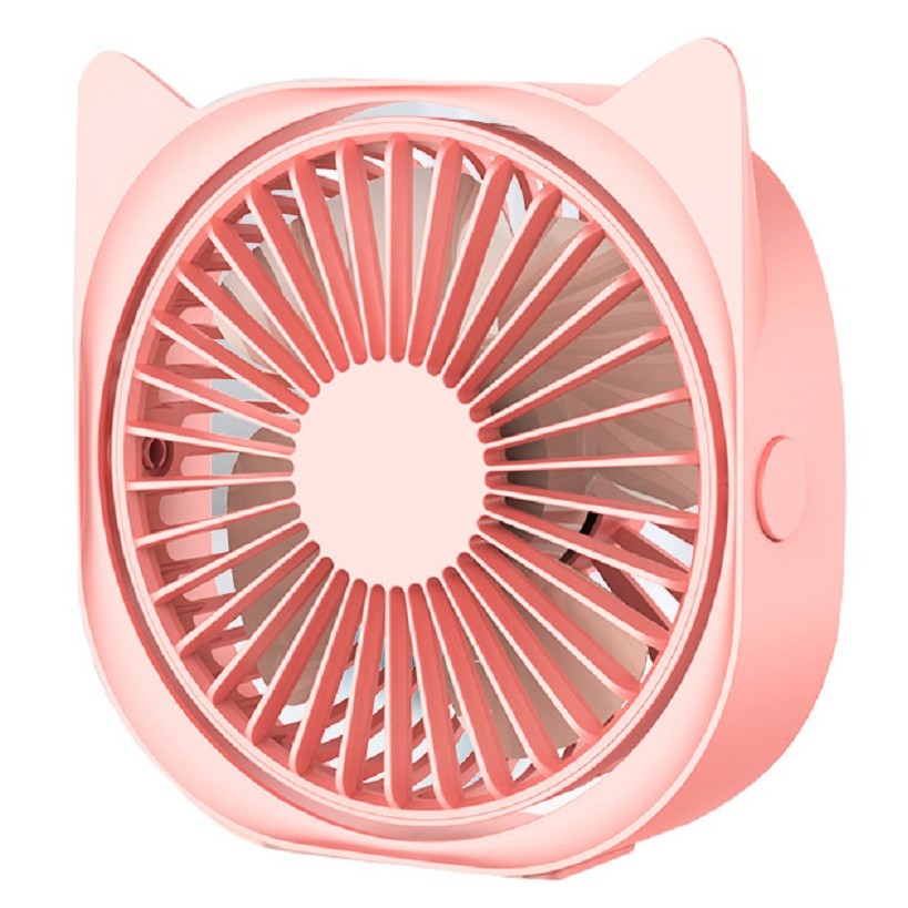 Mini ventilator pentru birou cu usb, Flippy, rotire 360 grade, 3 viteze, 13.5 x 12,8 cm, Roz-0