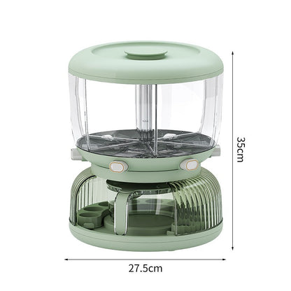 Dozator Etajat de Cereale Flippy, Rotativ 360, 6 Compartimente, Capacitate 10L, Cofraj Special pentru Oua, Vas pentru Scurgerea Cerealelor, 35x27.5 cm, Verde-8