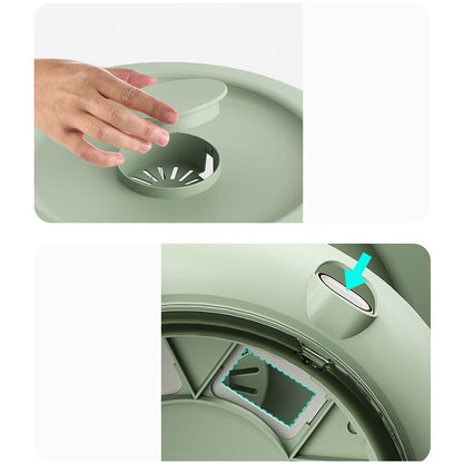 Dozator Etajat de Cereale Flippy, Rotativ 360, 6 Compartimente, Capacitate 10L, Cofraj Special pentru Oua, Vas pentru Scurgerea Cerealelor, 35x27.5 cm, Verde-10