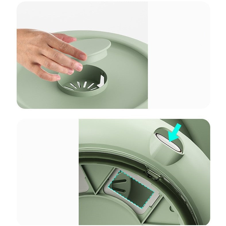 Dozator Etajat de Cereale Flippy, Rotativ 360, 6 Compartimente, Capacitate 10L, Cofraj Special pentru Oua, Vas pentru Scurgerea Cerealelor, 35x27.5 cm, Verde-10