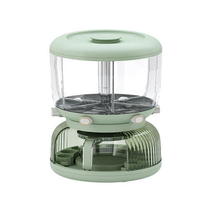 Dozator Etajat de Cereale Flippy, Rotativ 360, 6 Compartimente, Capacitate 10L, Cofraj Special pentru Oua, Vas pentru Scurgerea Cerealelor, 35x27.5 cm, Verde-0