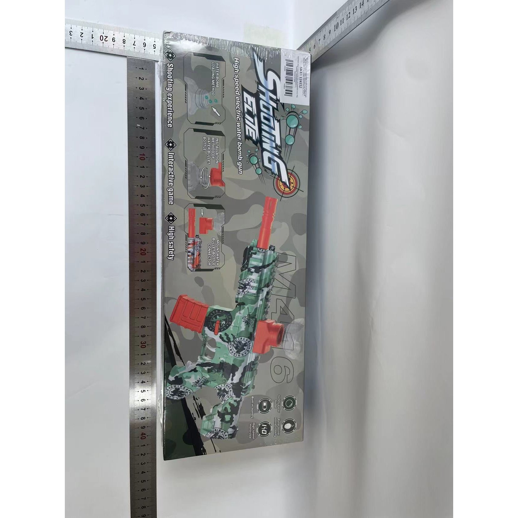Mitraliera de jucarie electrica Flippy cu bile de hidrogen de gel, gun bluster, tragere in rafala, varsta peste 6 ani, ochelari de protectie, 5000 de bile incluse, cablu de incarcare, 27x37 cm, M416, verde-2