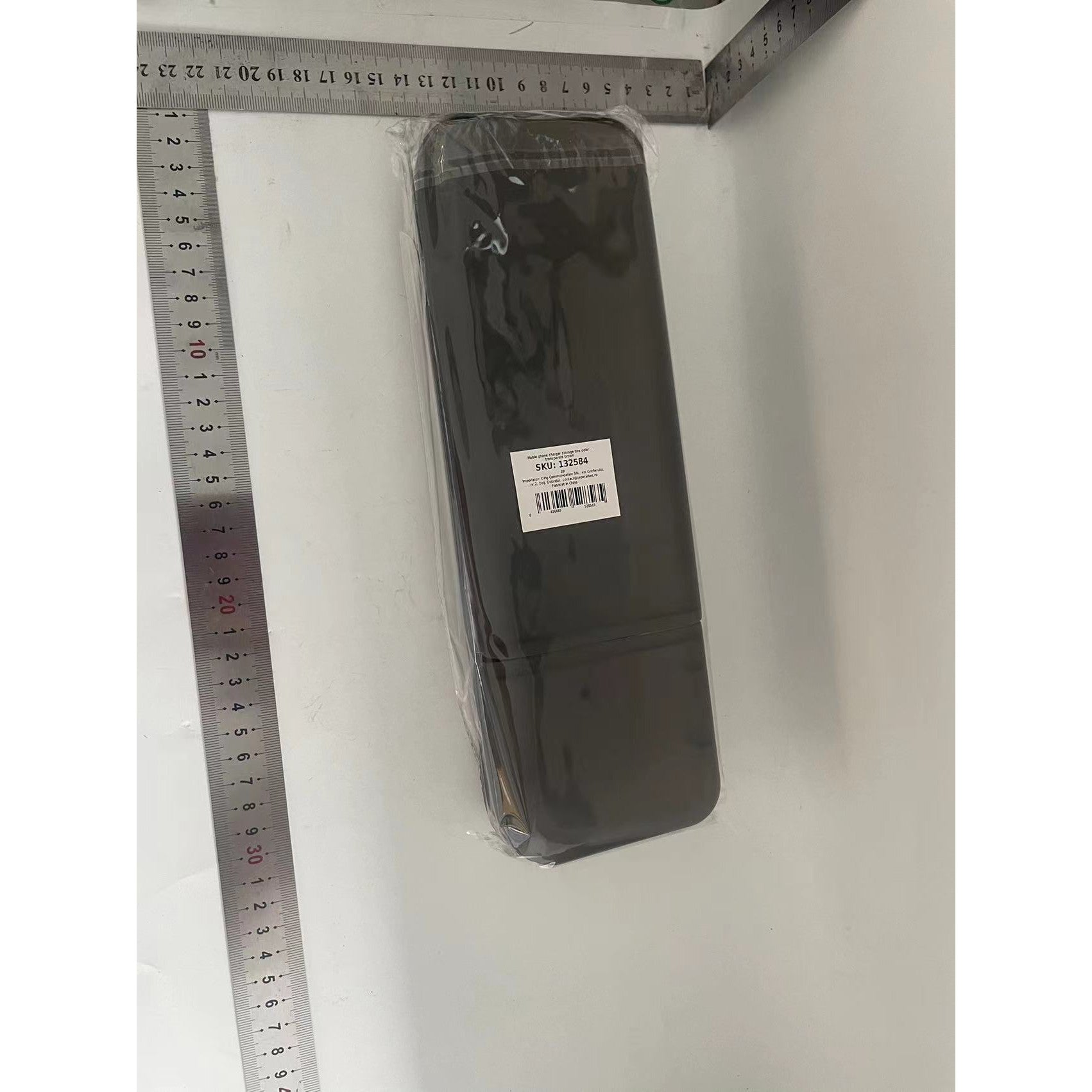 Cutie de depozitare a încărcătorului de telefon mobil, Flippy, culoare: maro transparent-1