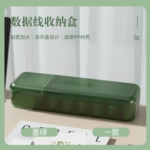 Cutie de depozitare a încărcătorului de telefon mobil, Flippy, culoare: verde transparent-0