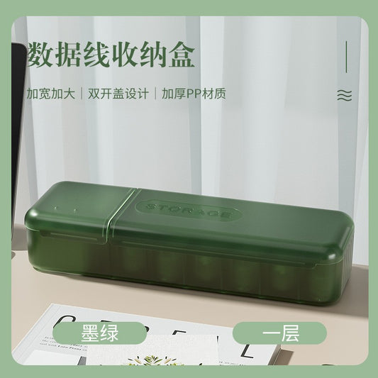 Cutie de depozitare a încărcătorului de telefon mobil, Flippy, culoare: verde transparent-0
