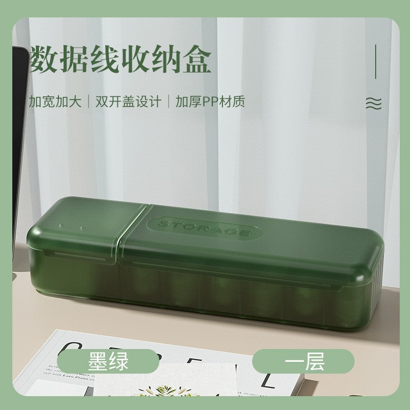 Cutie de depozitare a încărcătorului de telefon mobil, Flippy, culoare: verde transparent-0