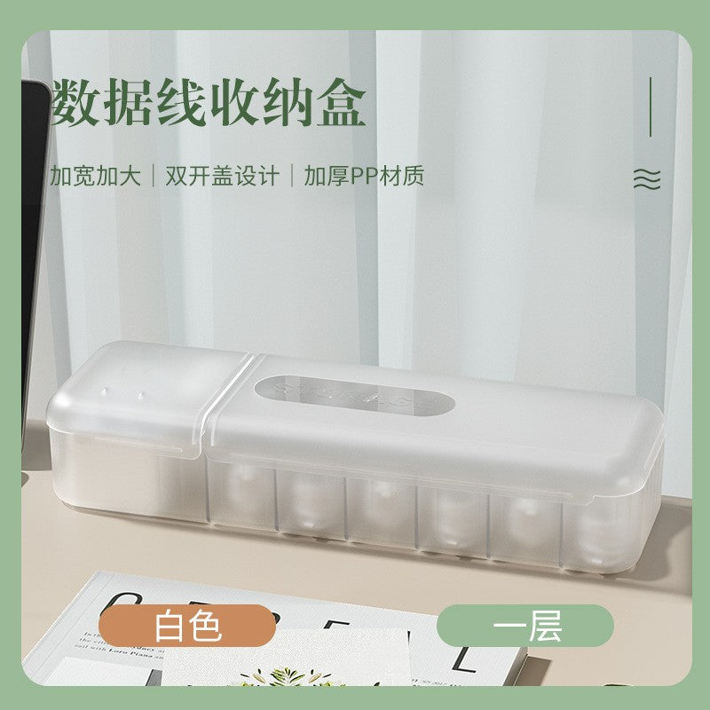 Cutie de depozitare a încărcătorului de telefon mobil, Flippy, culoare: alb transparent-0