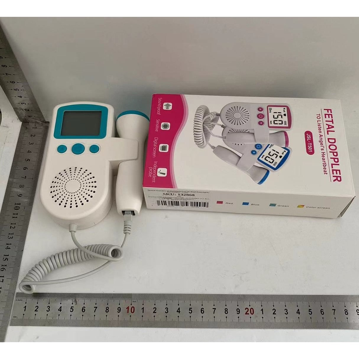 Monitor Fetal Doppler, Flippy, Monitorizare Sarcina, Ritm Cardiac, Ecran LCD 4.5 cm, 2 x Baterii AA (neincluse), Portabil, din ABS, 12.8 x 9.6 x 3 cm, Utilizare de la 9 Saptamani, Verde-4