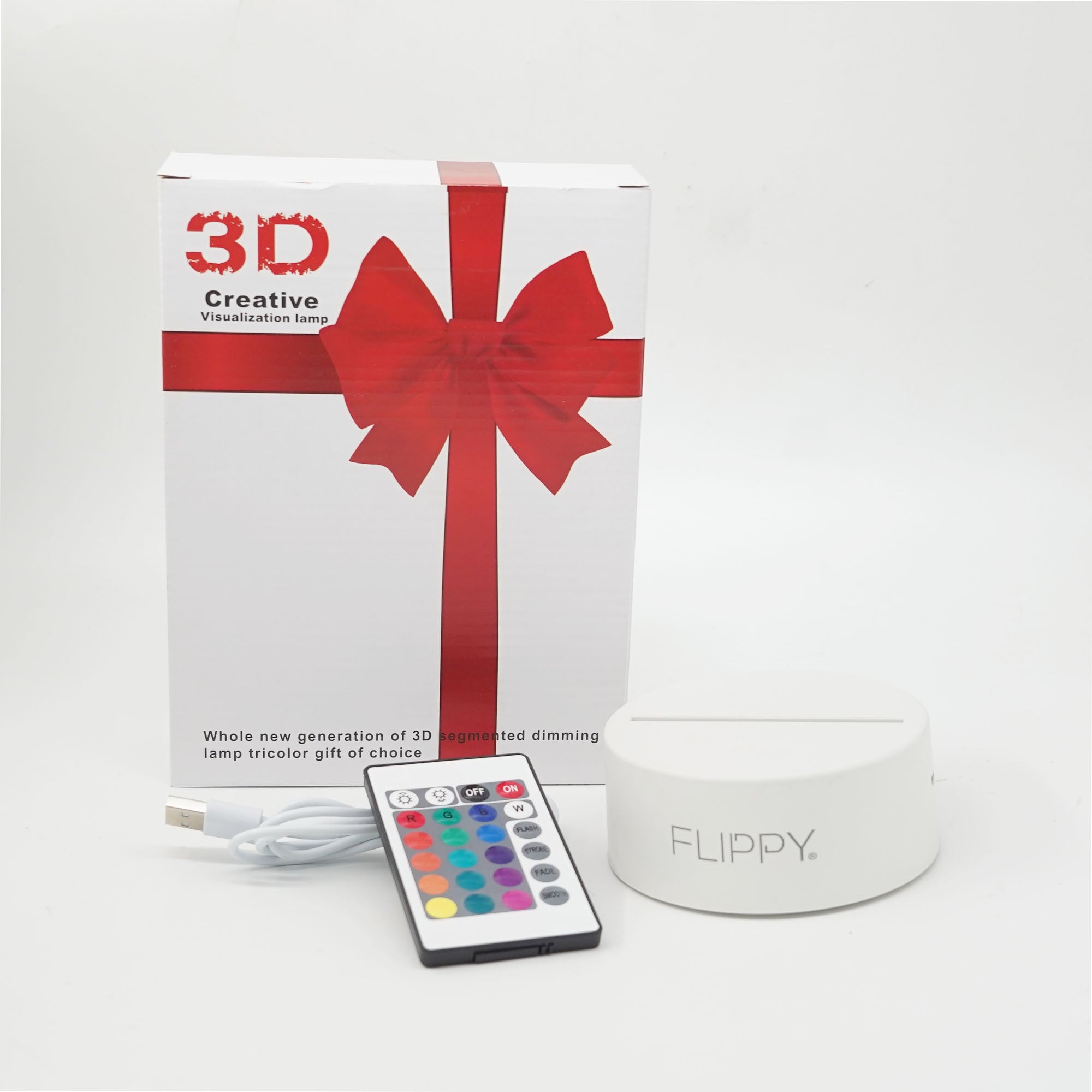 Lampa LED decorativa, Flippy, 3D, Ursulet si Semiluna, cu telecomanda, doua moduri de alimentare USB si baterii, 20 cm inaltime, din material acril si lumina multicolora, alb-5