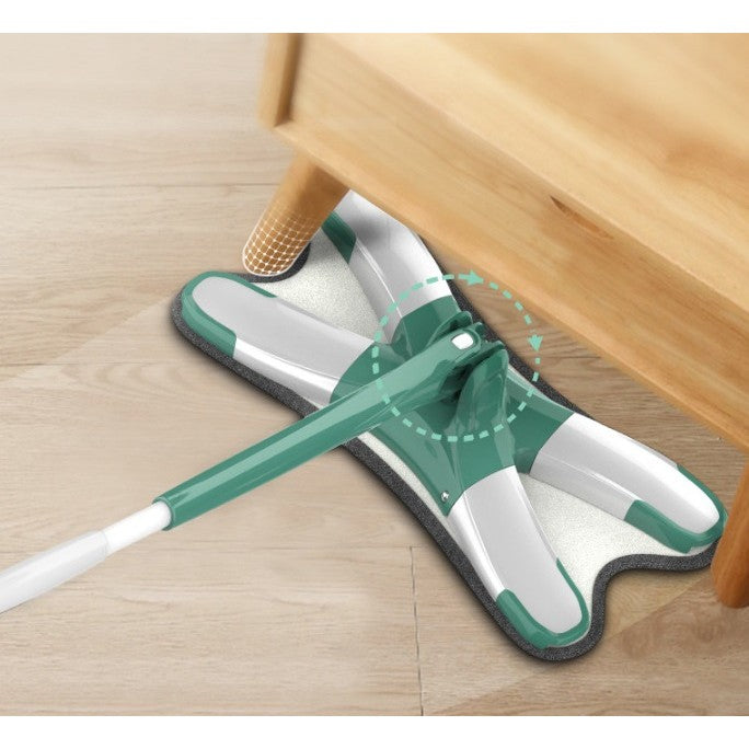 Mop Plat cu Laveta din Microfibra, Flippy, Pentru Uz Casnic, Sistem de Stoarcere X, Tija Telescopica 140 cm, Rotire 360°,38 x 140 cm, Verde-2