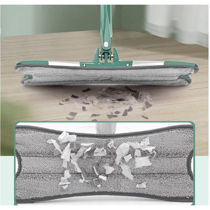 Mop Plat cu Laveta din Microfibra, Flippy, Pentru Uz Casnic, Sistem de Stoarcere X, Tija Telescopica 140 cm, Rotire 360°,38 x 140 cm, Verde-3