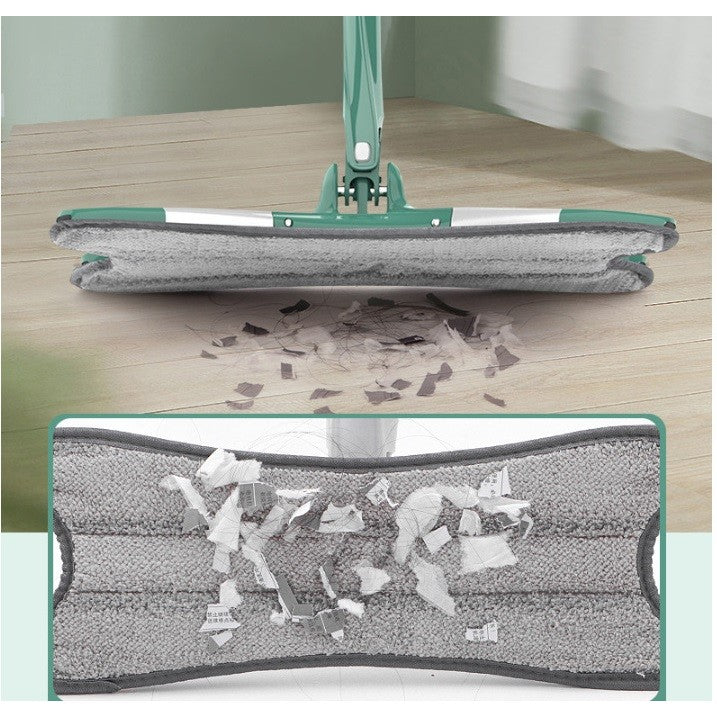 Mop Plat cu Laveta din Microfibra, Flippy, Pentru Uz Casnic, Sistem de Stoarcere X, Tija Telescopica 140 cm, Rotire 360°,38 x 140 cm, Verde-3