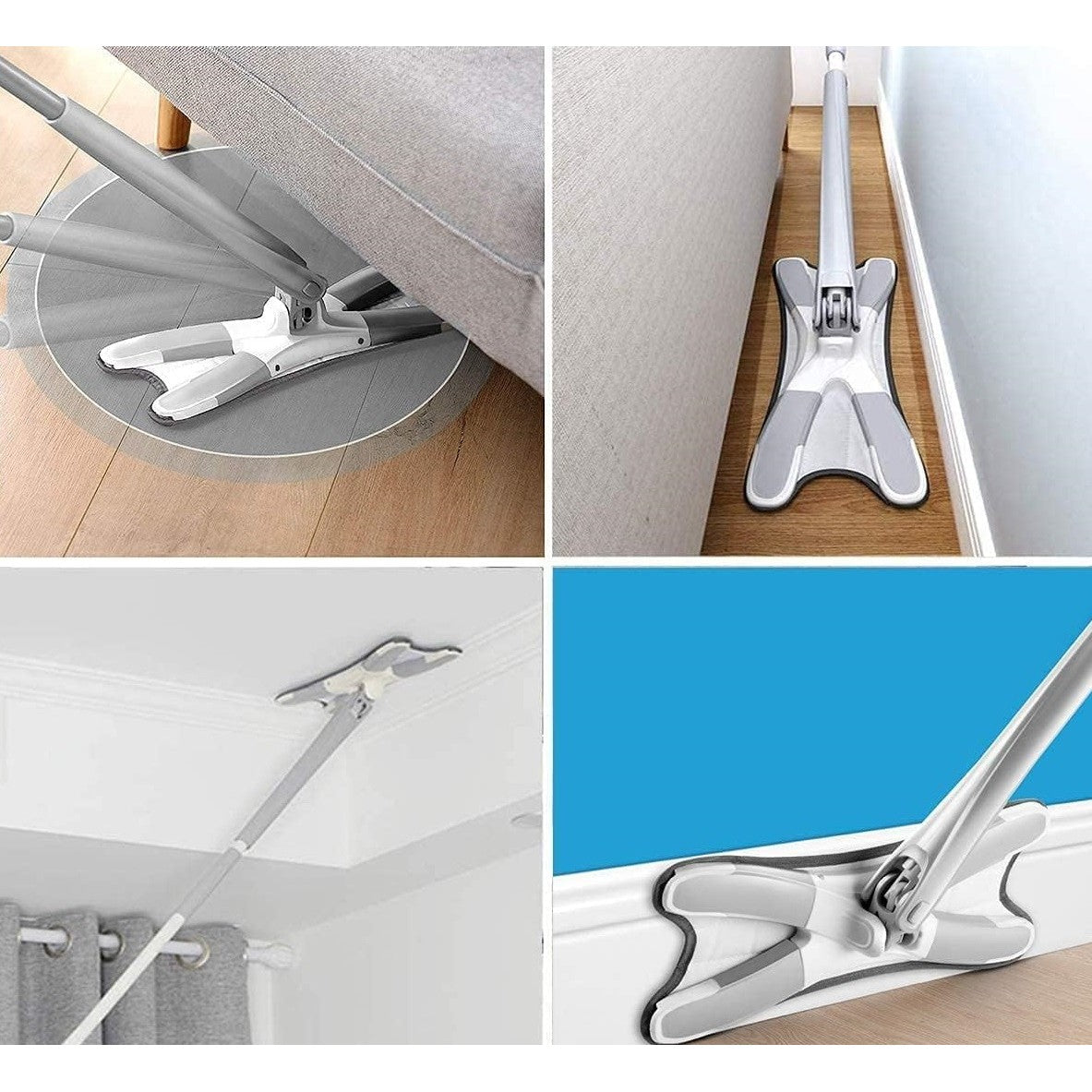 Mop Plat cu Laveta din Microfibra, Flippy, Pentru Uz Casnic, Sistem de Stoarcere X, Tija Telescopica 140 cm, Rotire 360°,38 x 140 cm, Verde-5