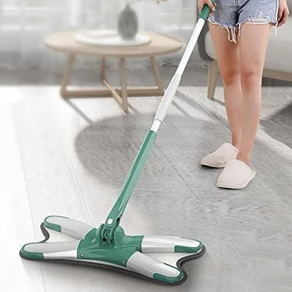 Mop Plat cu Laveta din Microfibra, Flippy, Pentru Uz Casnic, Sistem de Stoarcere X, Tija Telescopica 140 cm, Rotire 360°,38 x 140 cm, Verde-9