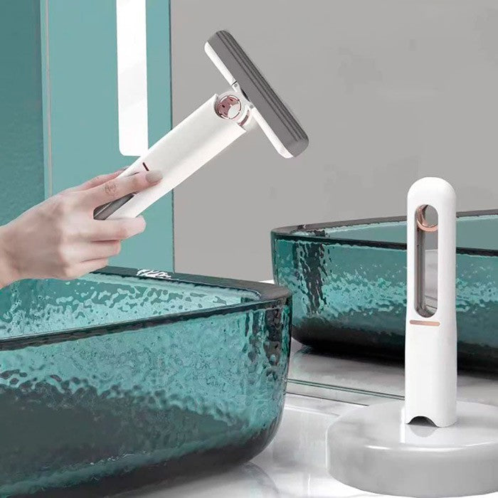 Mop de mana Flippy, mini-portabil, cu sistem de stoarcere, dispozitiv de curatat manual, cu burete absorbant, material PVA, multisuprafete si geamuri, 29.5 x 15.5 cm, alb-7