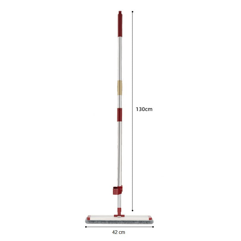 Mop Plat cu Laveta din Microfibra, Flippy, Pentru Uz Casnic, cu 2 Lavete Incluse, Sistem de Stoarcere, Tija Telescopica 130 cm, Rotire 360°, 42 x 130 cm, Rosu-1