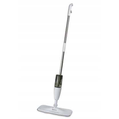 Mop plat, Flippy, cu pulverizator, pentru uz casnic, plastic, rezerva de mop din microfibra, 125x40 cm, Alb/Negru-0