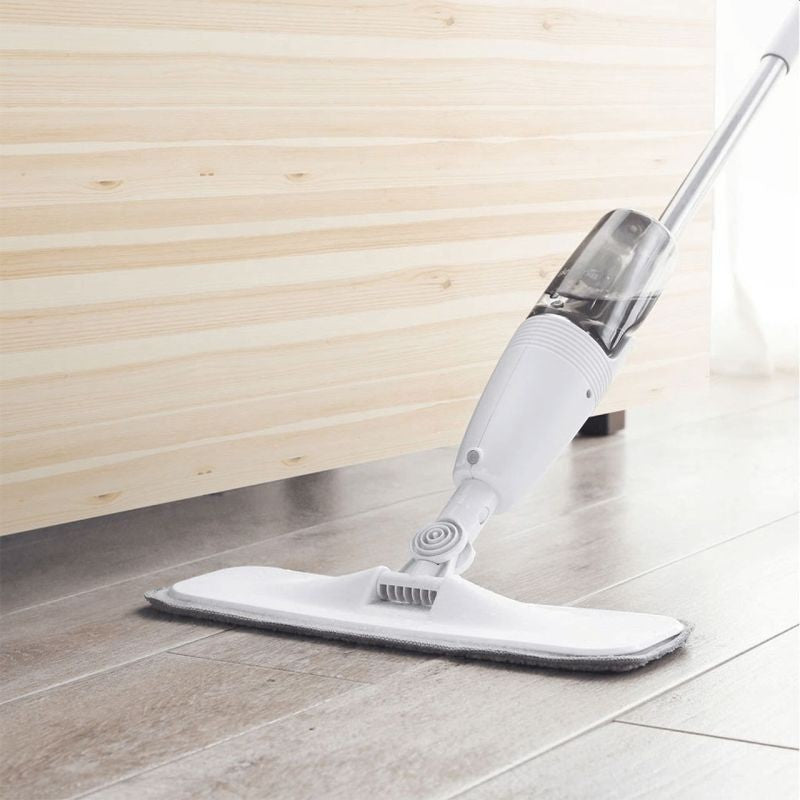 Mop plat, Flippy, cu pulverizator, pentru uz casnic, plastic, rezerva de mop din microfibra, 125x40 cm, Alb/Negru-2