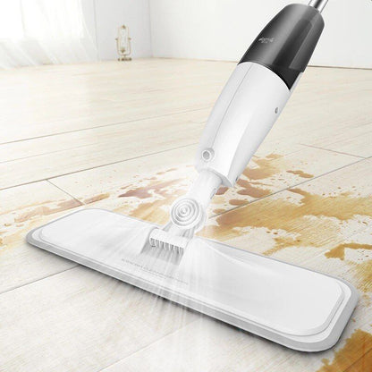 Mop plat, Flippy, cu pulverizator, pentru uz casnic, plastic, rezerva de mop din microfibra, 125x40 cm, Alb/Negru-3