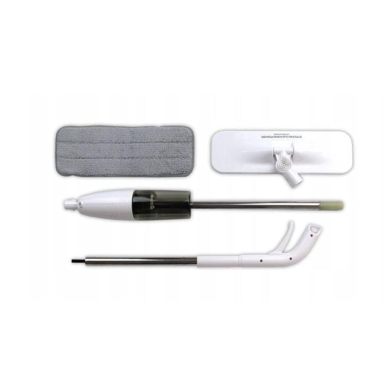 Mop plat, Flippy, cu pulverizator, pentru uz casnic, plastic, rezerva de mop din microfibra, 125x40 cm, Alb/Negru-5