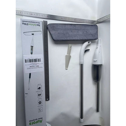 Mop plat, Flippy, cu pulverizator, pentru uz casnic, plastic, rezerva de mop din microfibra, 125x40 cm, Alb/Negru-6