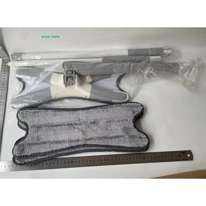 Mop Plat, Flippy, cu Sistem de Stoarcere, 4 Lavete Incluse, Lungime Telescopica 140 cm, Argintiu-12