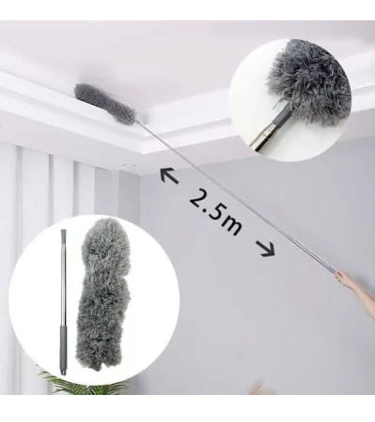 Pamatuf pentru praf din microfibra cu maner telescopic 2,5 M