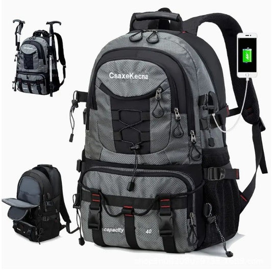 Rucsac Multifunctional de Alpinism, Flippy, Capacitate 36-55 L, de Calatorie, Impermeabil, Slot USB Incarcare Telefon, Bretele Reglabile, 52 x 34 x 19 cm, Gri-0