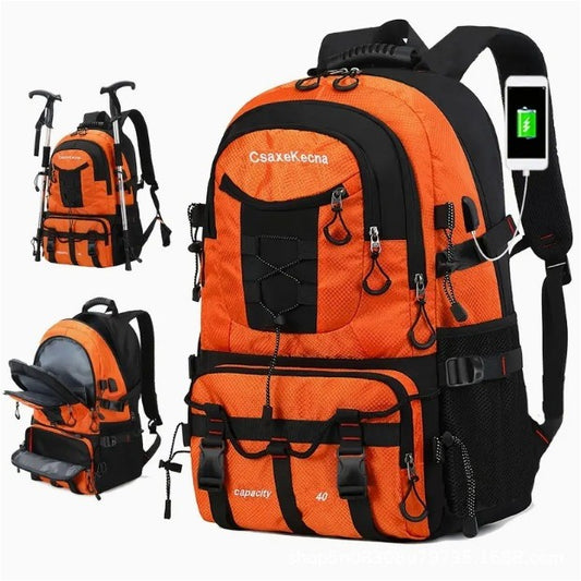 Rucsac Multifunctional de Alpinism, Flippy, Capacitate 36-55 L, de Calatorie, Impermeabil, Slot USB Incarcare Telefon, Bretele Reglabile, 52 x 34 x 19 cm, Portocaliu-0