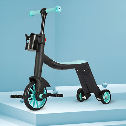 Bicicleta 8 in 1, Flippy, Transformabila, Multifunctionala, Reglare Inaltime, cu Maner de Impingere Detasabil, Tricicleta, Trotineta, 3 Roti, Pedale, Cosulet, 3-6 Ani, Albastru-4