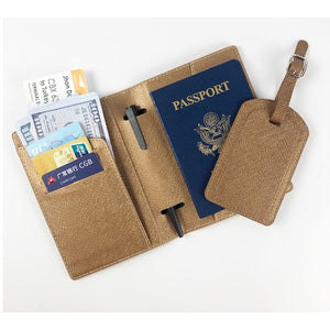 Portofel pentru Pasaport si Carduri, Flippy, 23x16 cm, 70g, din Piele PU, Suport Pix, Accesoriu Suport Eticheta, Unisex, Multifunctional, Maro-0