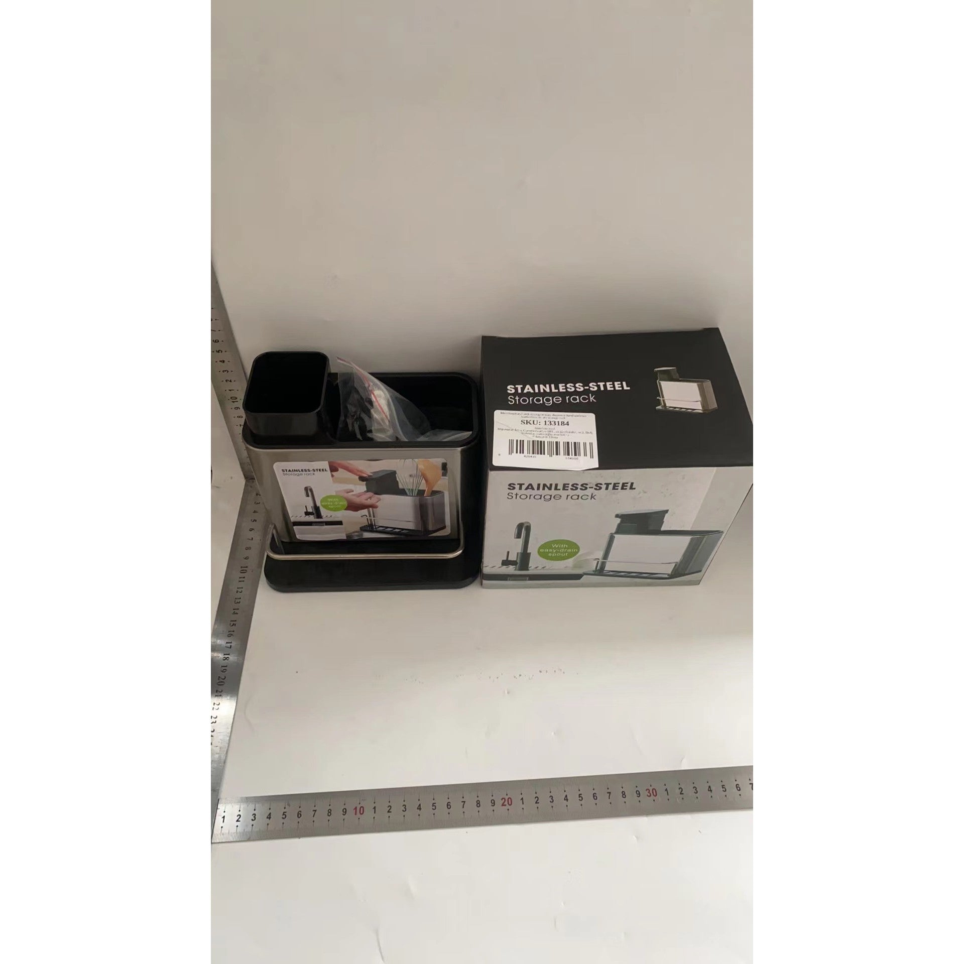 Dispenser Multifunctional, Flippy, pentru Detergent, Sapun, Dezinfectant, cu Suport pentru Ustensile, Negru-1