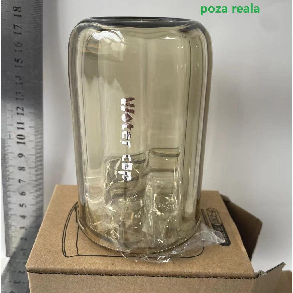 Suport Multifunctional 2 in 1, Pahar si Suport pentru Periuta de Dinti, Flippy, Plastic, Dimensiune: 10.4 x 7.3 x 7.3 cm, Maro Galbui-1