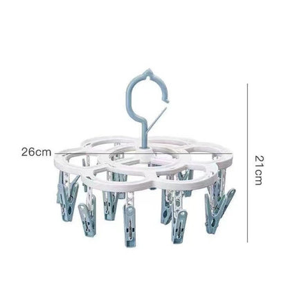 Uscator de Rufe Suspendat Flippy, cu 16 Carlige, Rotire 360 Grade, Mateiral Plastic, Usor de Depozitat, Multifunctional, 26 x 21 cm, Albastru-4